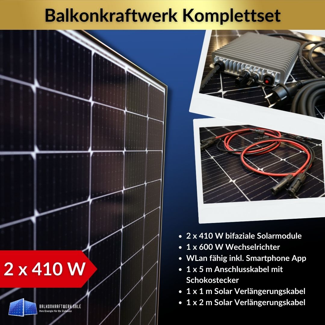 Balkonkraftwerk Wechselrichter 600W für 2 Solarmodule